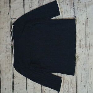 Lauren Ralph Lauren Navy Blue white Trim Cotton Cable Knit Boatneck Sweater XL